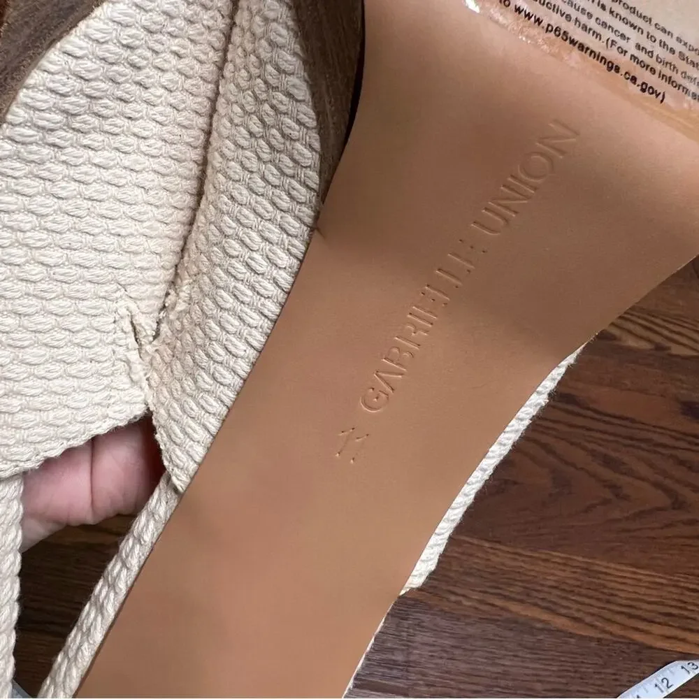 Gabrielle Union Imana 2 platform sandals in beige woven upper, open-toe size 11